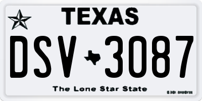 TX license plate DSV3087