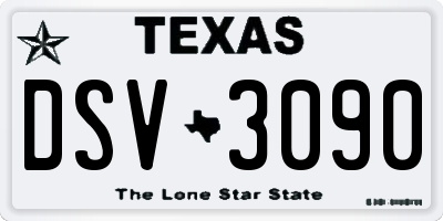 TX license plate DSV3090