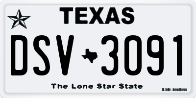 TX license plate DSV3091