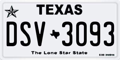 TX license plate DSV3093