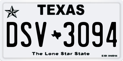 TX license plate DSV3094