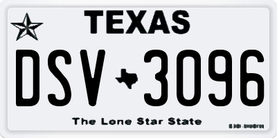 TX license plate DSV3096