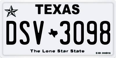 TX license plate DSV3098