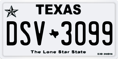 TX license plate DSV3099