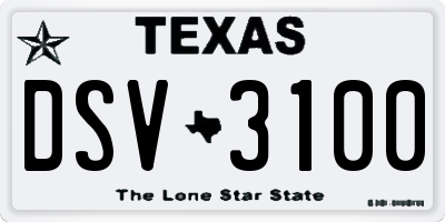 TX license plate DSV3100