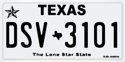 TX license plate DSV3101