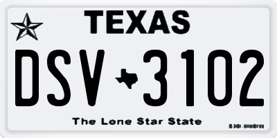 TX license plate DSV3102
