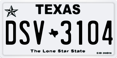 TX license plate DSV3104