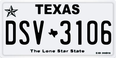 TX license plate DSV3106