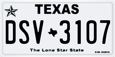 TX license plate DSV3107