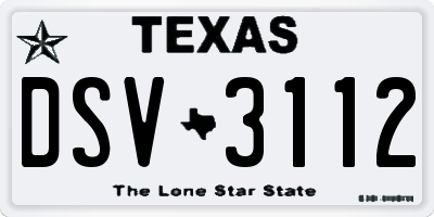 TX license plate DSV3112