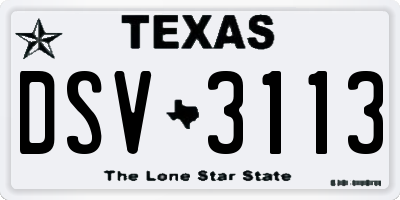 TX license plate DSV3113