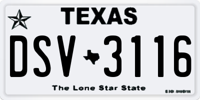TX license plate DSV3116