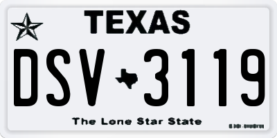TX license plate DSV3119