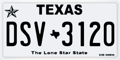 TX license plate DSV3120