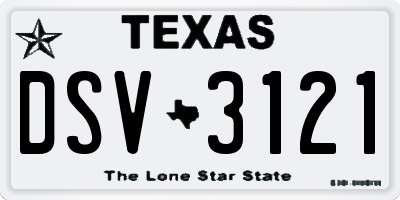 TX license plate DSV3121
