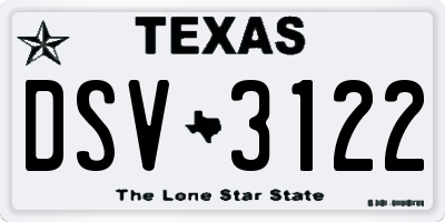 TX license plate DSV3122