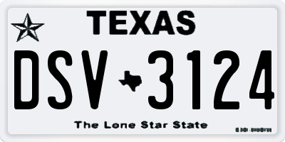 TX license plate DSV3124