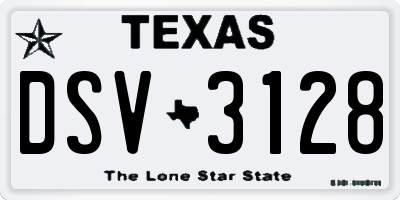 TX license plate DSV3128