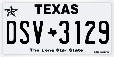 TX license plate DSV3129