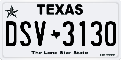TX license plate DSV3130