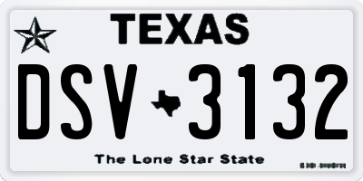 TX license plate DSV3132