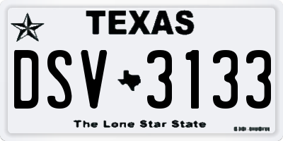 TX license plate DSV3133