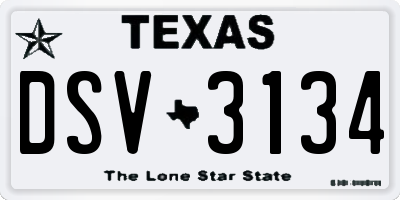 TX license plate DSV3134