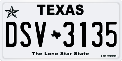 TX license plate DSV3135