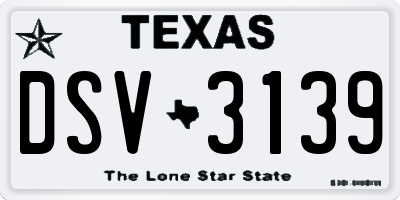 TX license plate DSV3139