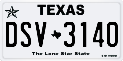 TX license plate DSV3140