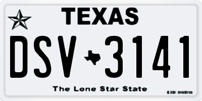 TX license plate DSV3141