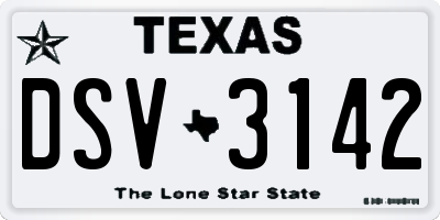 TX license plate DSV3142