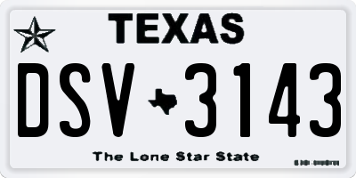 TX license plate DSV3143
