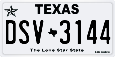 TX license plate DSV3144