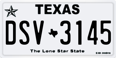 TX license plate DSV3145