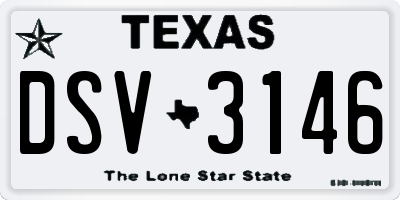 TX license plate DSV3146