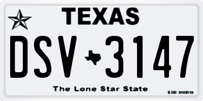 TX license plate DSV3147