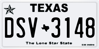 TX license plate DSV3148