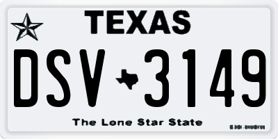 TX license plate DSV3149