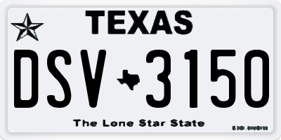 TX license plate DSV3150