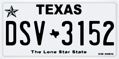 TX license plate DSV3152