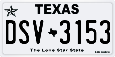 TX license plate DSV3153