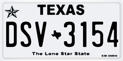 TX license plate DSV3154