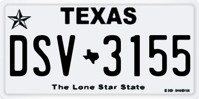 TX license plate DSV3155