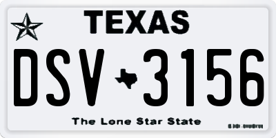 TX license plate DSV3156