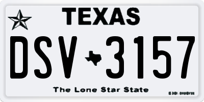 TX license plate DSV3157