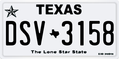 TX license plate DSV3158