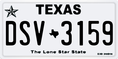 TX license plate DSV3159