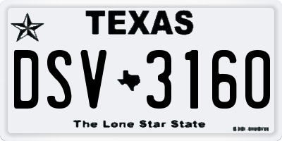 TX license plate DSV3160